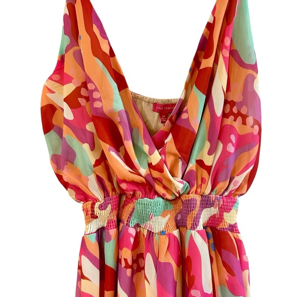 Flying Tomato Flowy Abstract Romper Sz M Wrap Front Lightweight Mini Dress - Picture 6 of 11